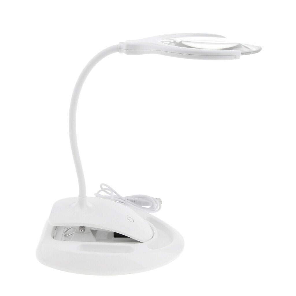 Detachable 3X/8X Magnifier w/ Light Desk Magnifier Lamp For Nail Art Reading