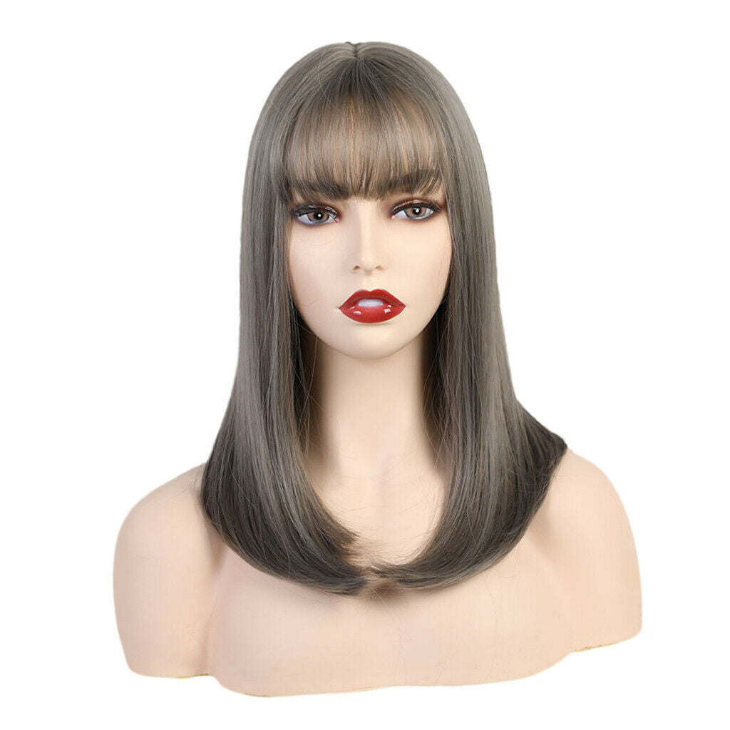 Fashion Women's Straight Bob Wigs Synthetic Natural Party Costume Wig Gray