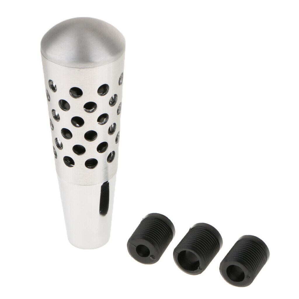 Aluminium Alloy 12mm Length Manual Gear Shifter Knob with 3 Adapters Black