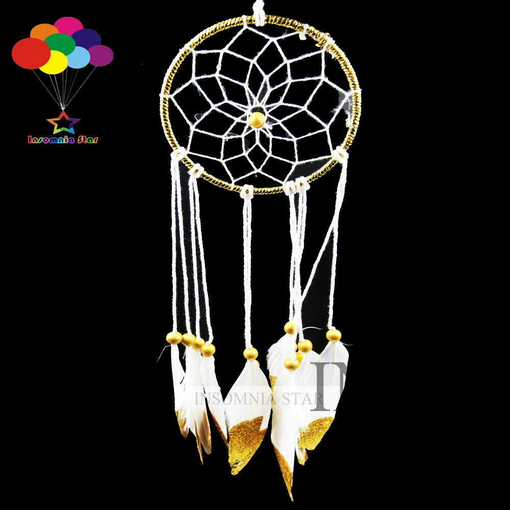 Boho style Dream Catcher Circular white Goose Feather WISH Hanging Dreamcatcher
