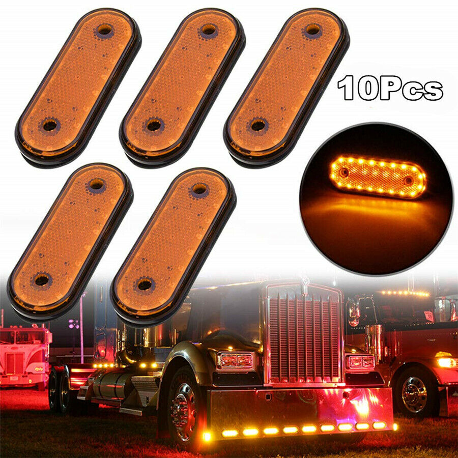 10 Pcs Orange Amber 24v 20 Led Side Marker Indicators Lights Truck Trailer Bus
