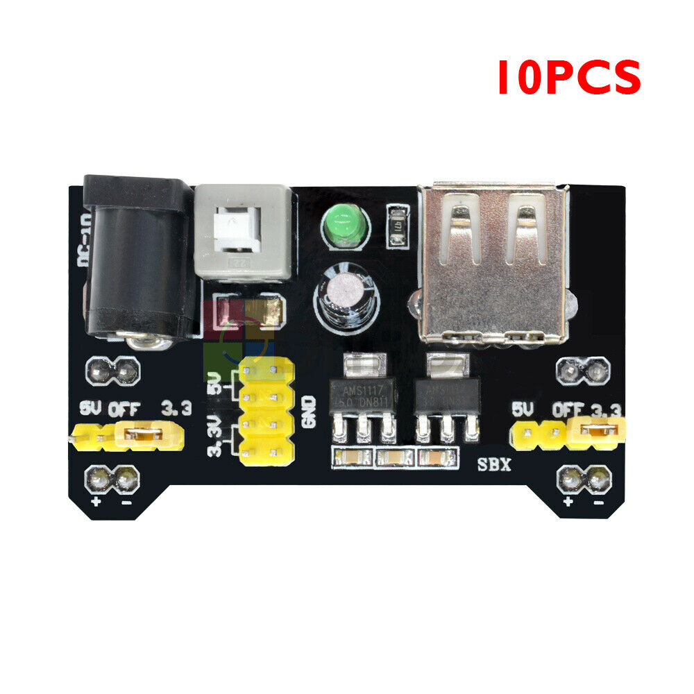 10PCS Solderless MB102 Breadboard Power Supply Module 3.3V 5V For Arduino