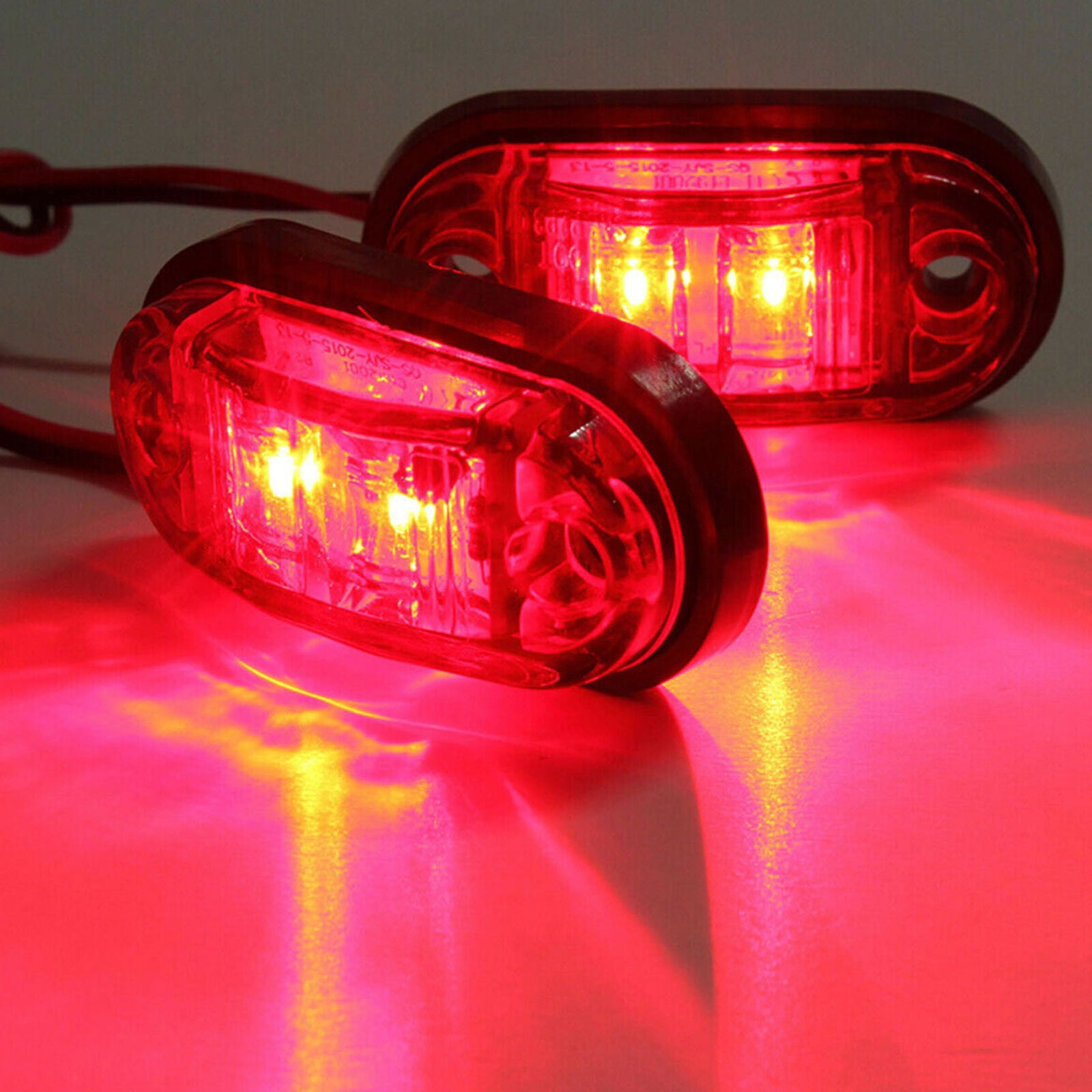 5x Amber+5x Red LED Car Truck Trailer RV Oval 2.5" Side Clearance Marker Lights