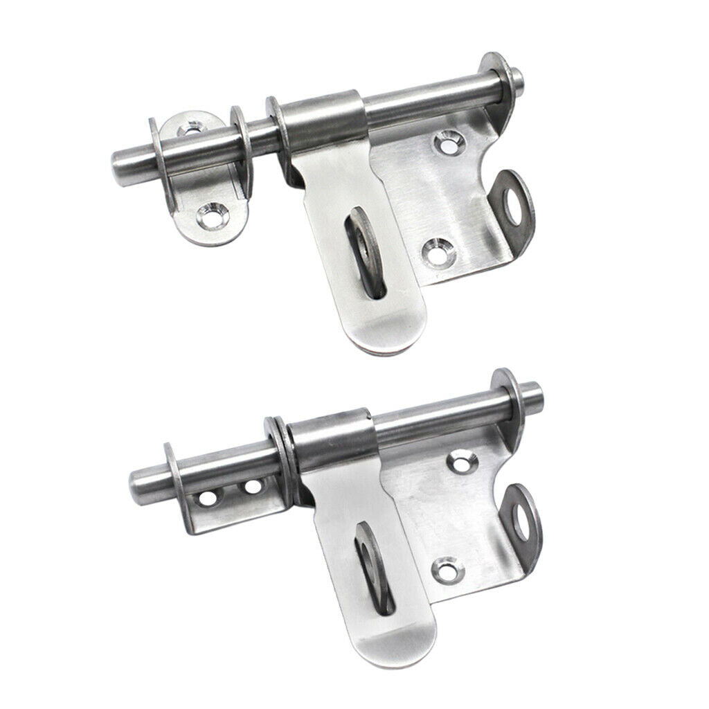 2x Stainless Steel Gate Screw Locking Safety Door Sliding Lock Sliding Surface
