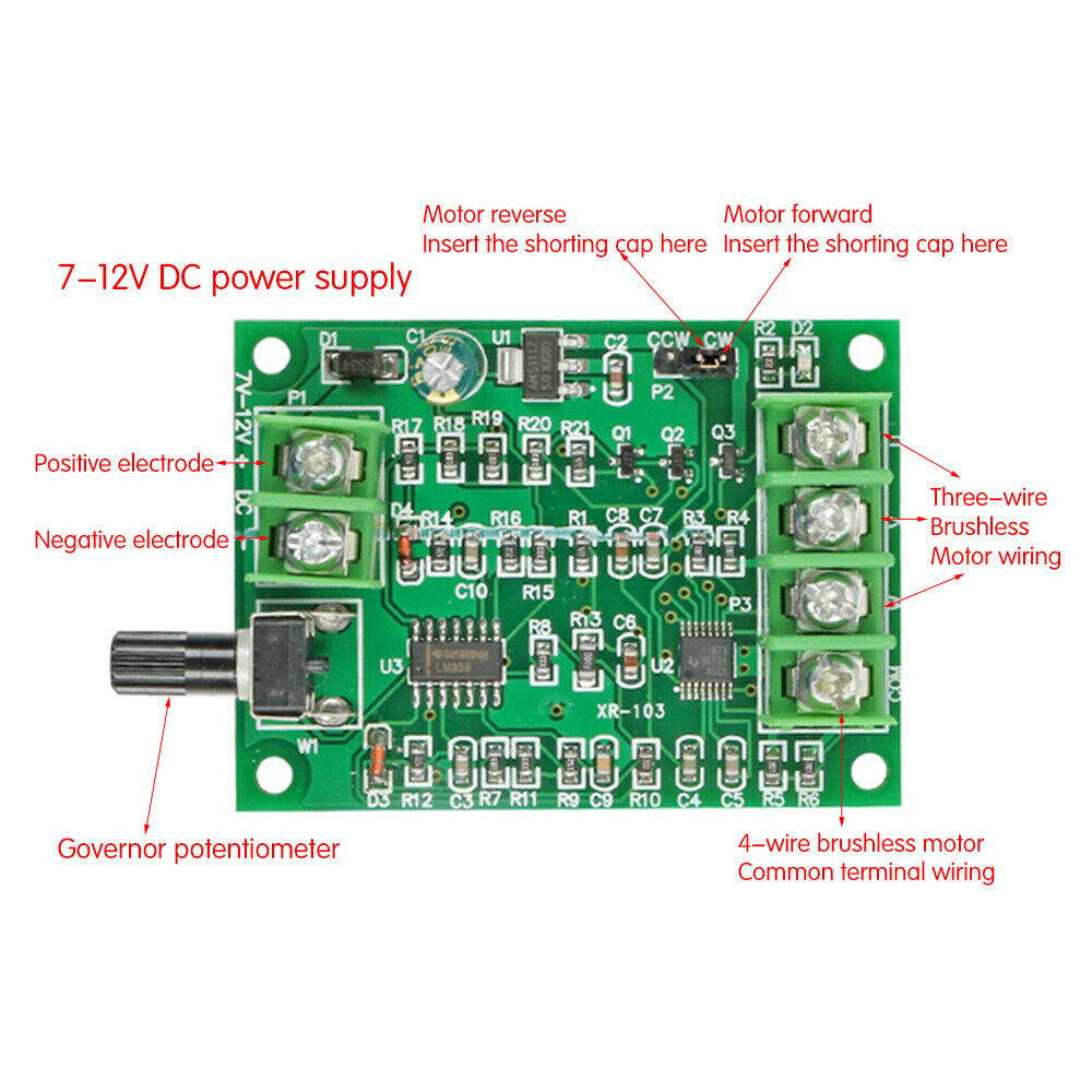 7V 12V Brushless DC Motor Driver Controller Board For Hard Drive Motor 3/4 Wire
