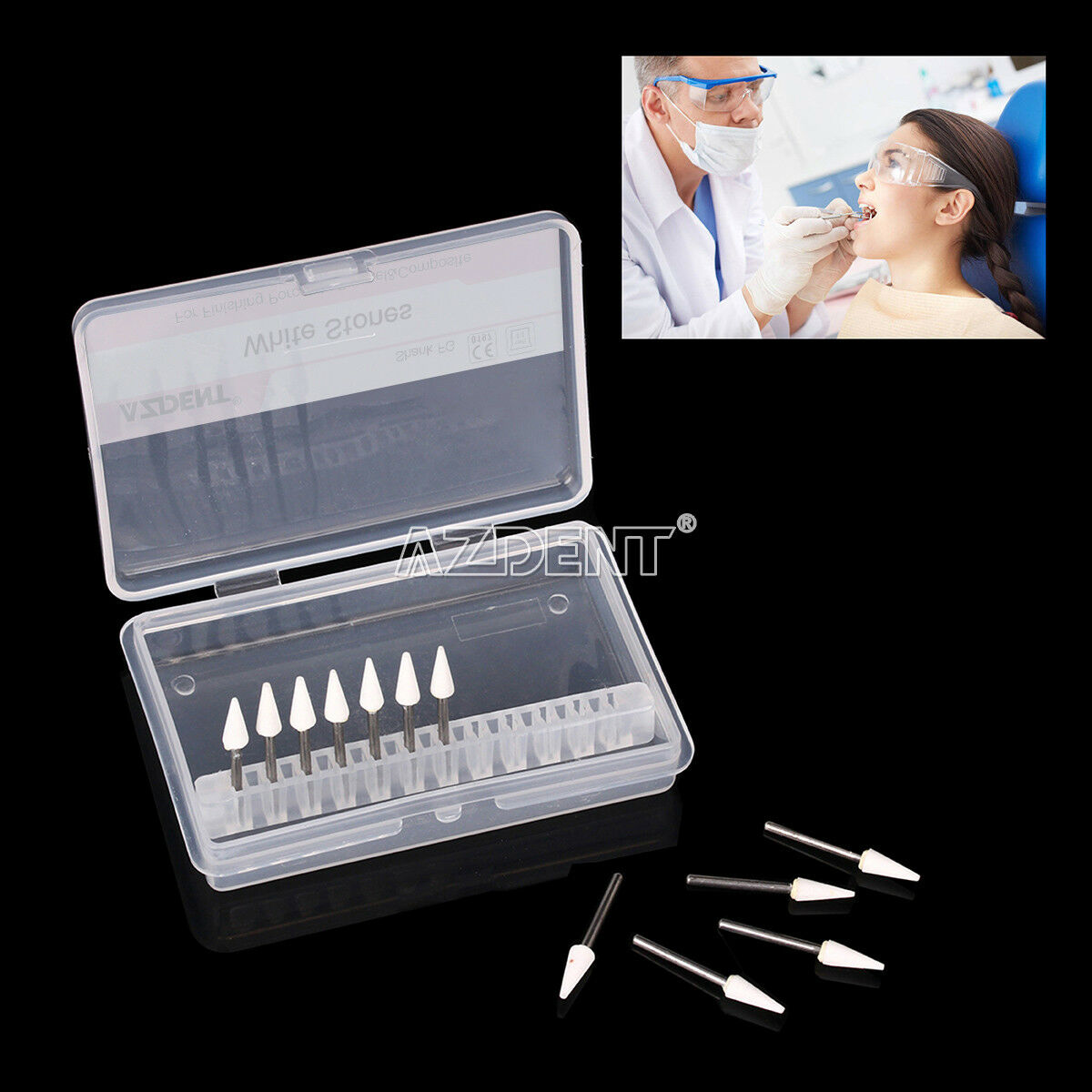 12pcs/pack Dental Cone White Stone Polishing FG Burs Abrasion 10000/min