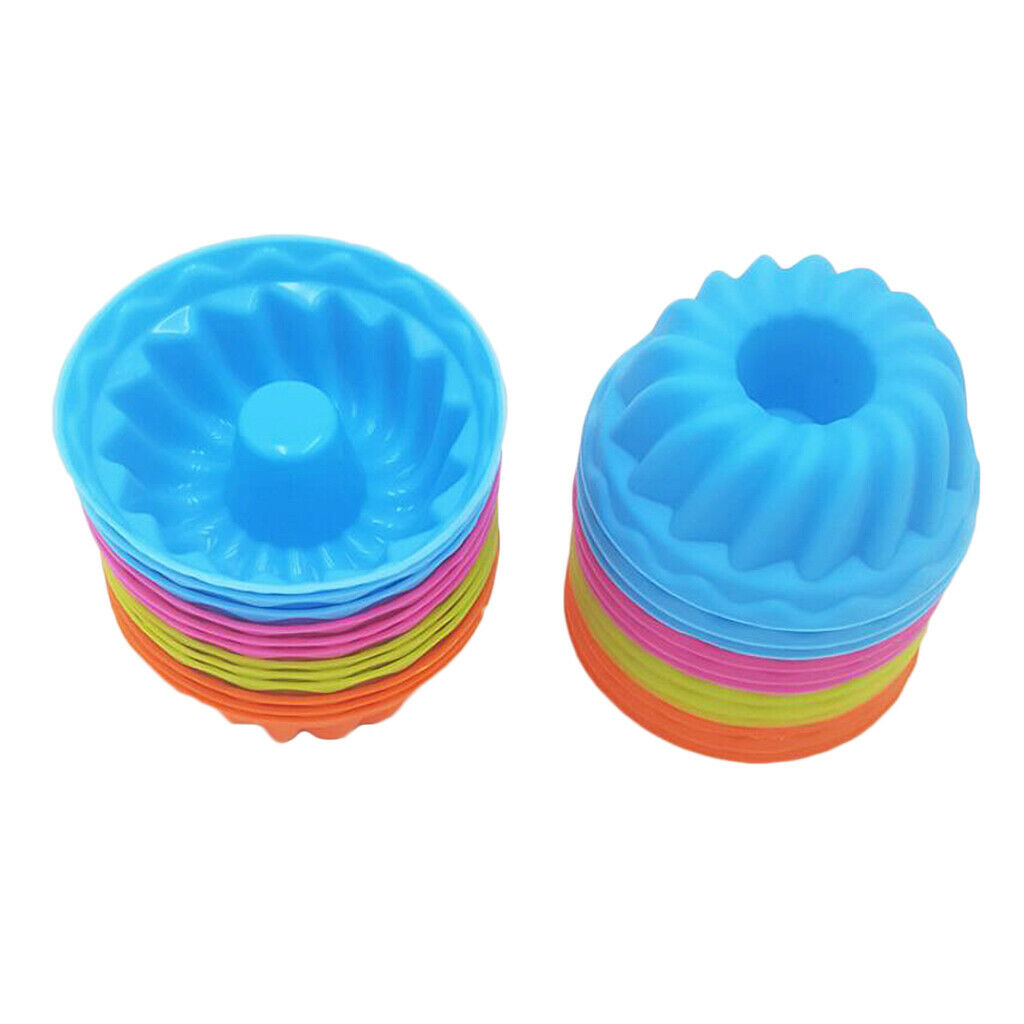 Lot of 12, Cake Mold Fondant Cupcake Muffin Jelly Mould Bakeware Multicolor