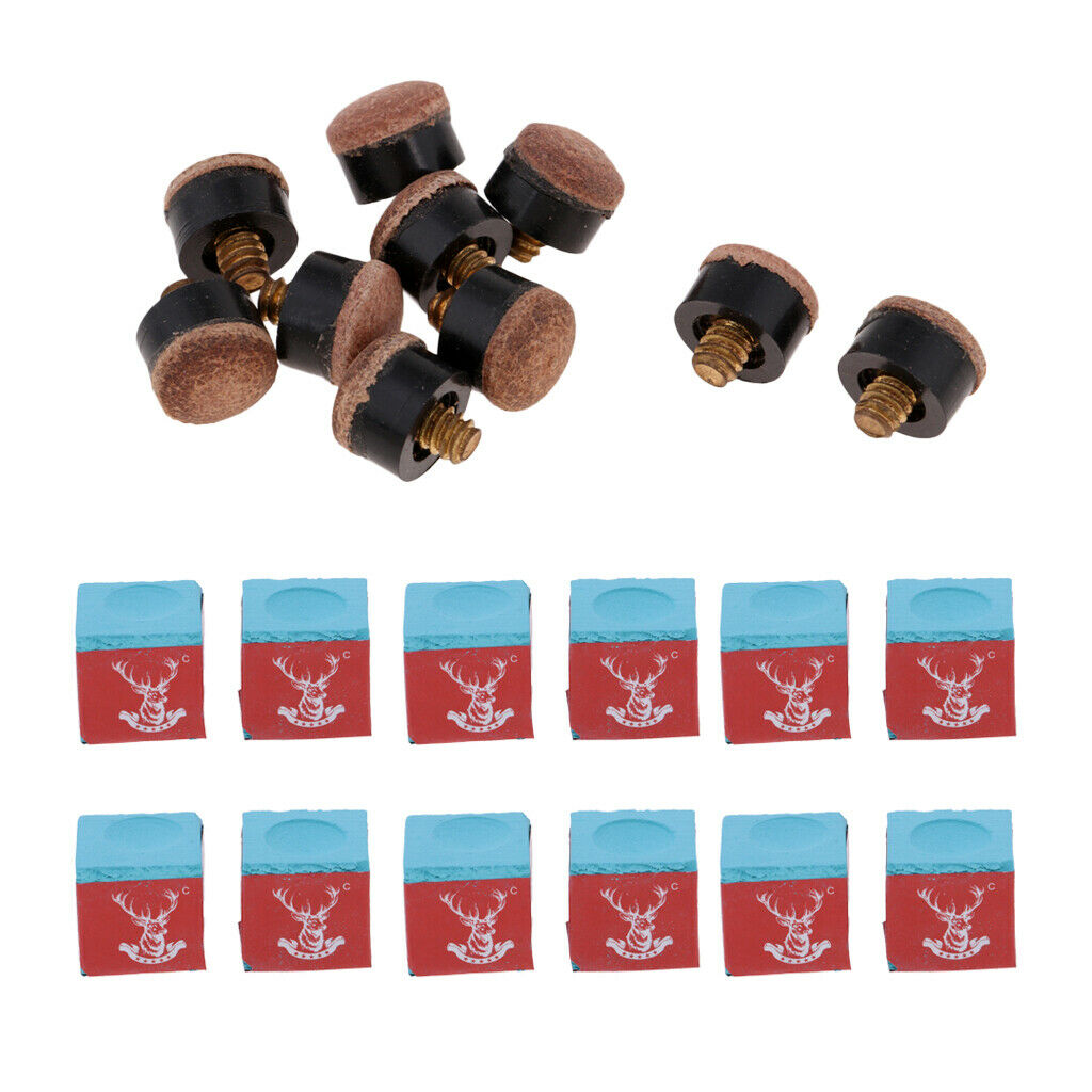 10pcs Screw-in Cue Tip Hard Tips Snooker Billiard Stick Chalk Pool Club Maintain