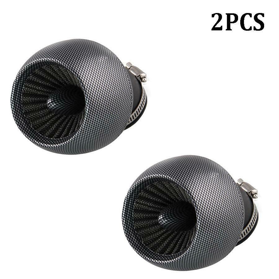 2x Straight Motorcycle Air Intake Filter Pod 28-48mm w/ Clamp Carbon Fiber Look