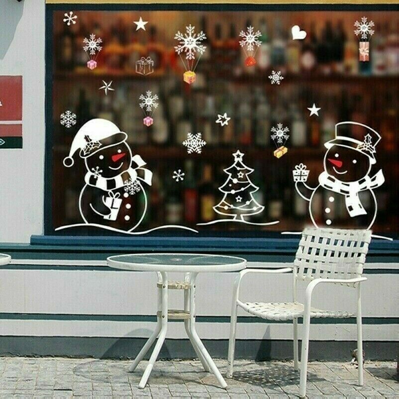 Self-adhesive Christmas Glass Stickers Snowman Wall Stickers Window Decor NR9