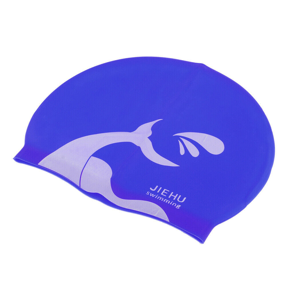 Swimming caps waterproof premium silicone no slip bathing hat blue