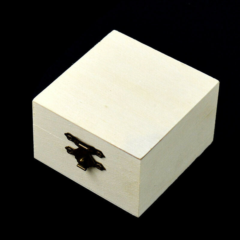 Square Mud Base Wood Jewelry Box 8.2cm Art Decor DIY Nice Wooden Crafts Toys