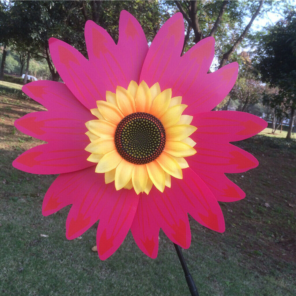 2PCS Sunflower Wind Spinner Windmill Outside Yard Garden Ornament for Kids
