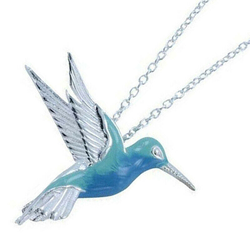 2021 Unique Style Fashion Blue Hummingbird Bird Pendant Choker Necklace J.l8