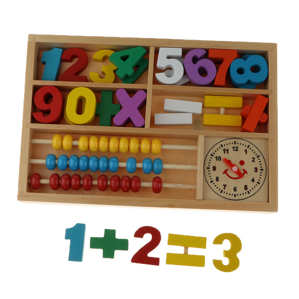 Wood Blocks Puzzle Board Set Toddler Preschool Kids Toys for Number Counting,