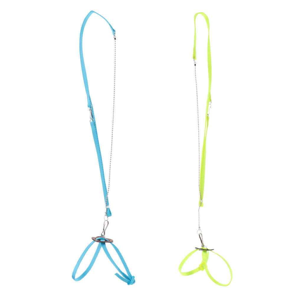 2 Pieces Adjustable Reptile Lizard Harness Leash Yellow and Blue Color Light