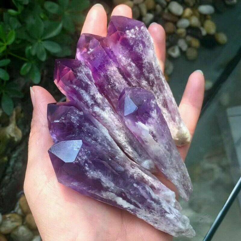 Big Amethyst Cluster Natural Quartz Crystal Point Wand Specimen Reiki Healing，US
