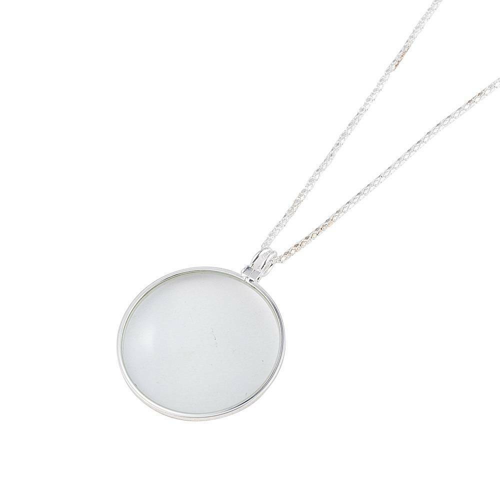 5x Magnifier Round Reading Coin Magnifying Glass Lens Pendant Chain Necklace New