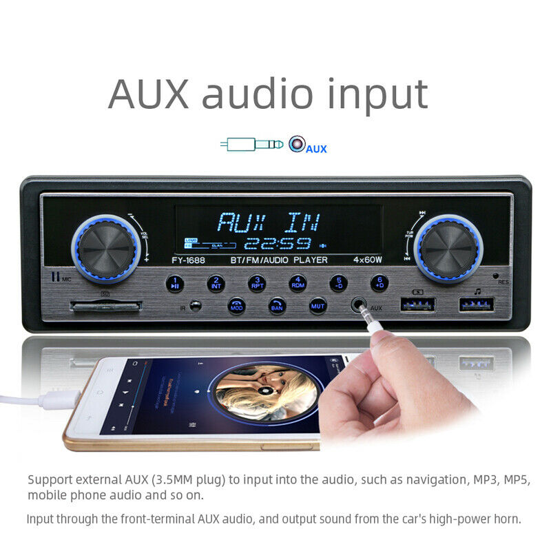 16 PIN-ISO 4-Channel Digital Car Bluetooth Audio USB/SD/FM/WAV MP3 Player Unit