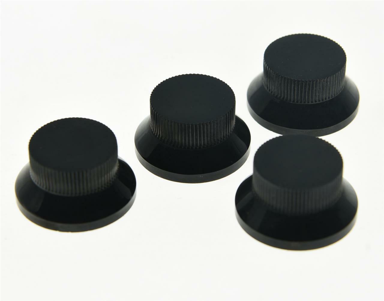 4pcs Black Metal LP Top Hat Bell Knobs Guitar Bass Knob for Metric 5.8mm Pots