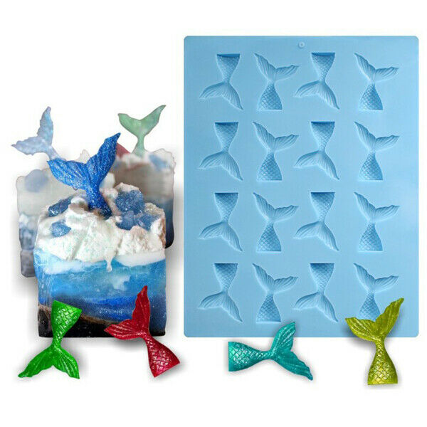 16 Cavities Mermaid Tail Silicone Mold For Chocolate, Candy Jelly Molds Baby