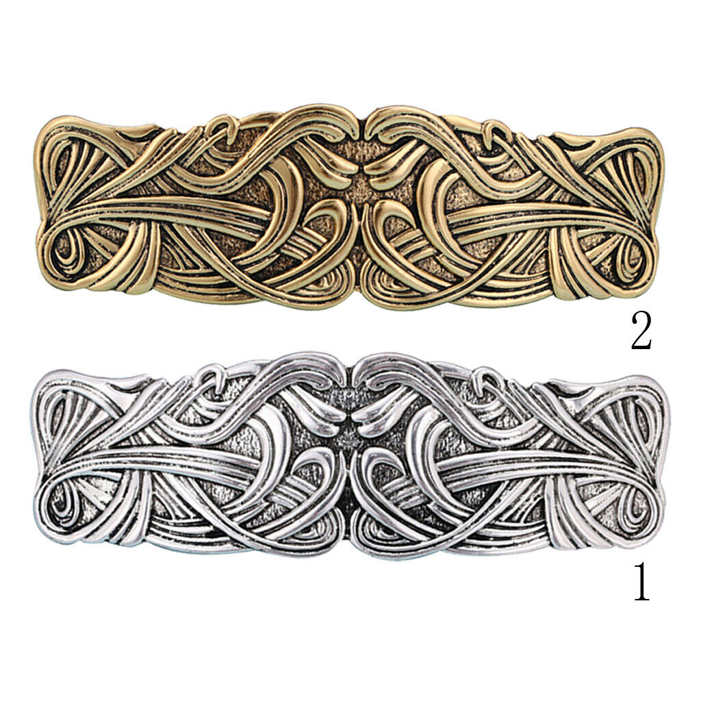 2pcs Viking Celtic Hair Clip Female Hand Crafted Floral Barrette Hairpin