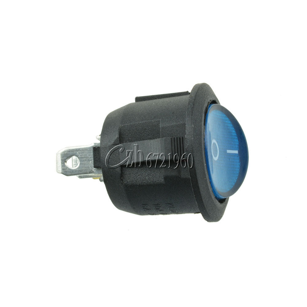 5Pcs Mini Blue Round 3 Pin SPDT ON-OFF Rocker Switch Snap-in 6A/250V 10A/125V
