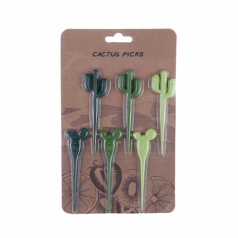 6pcs/pack Cactus Fruit Forks Dessert Forks Toothpick Kids Tableware Food P.l8