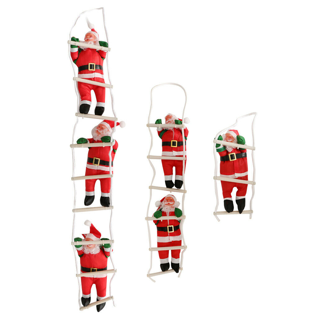 Santa Claus Climbing on Rope Ladder Christmas Tree Hanging Ornament 3 Santa
