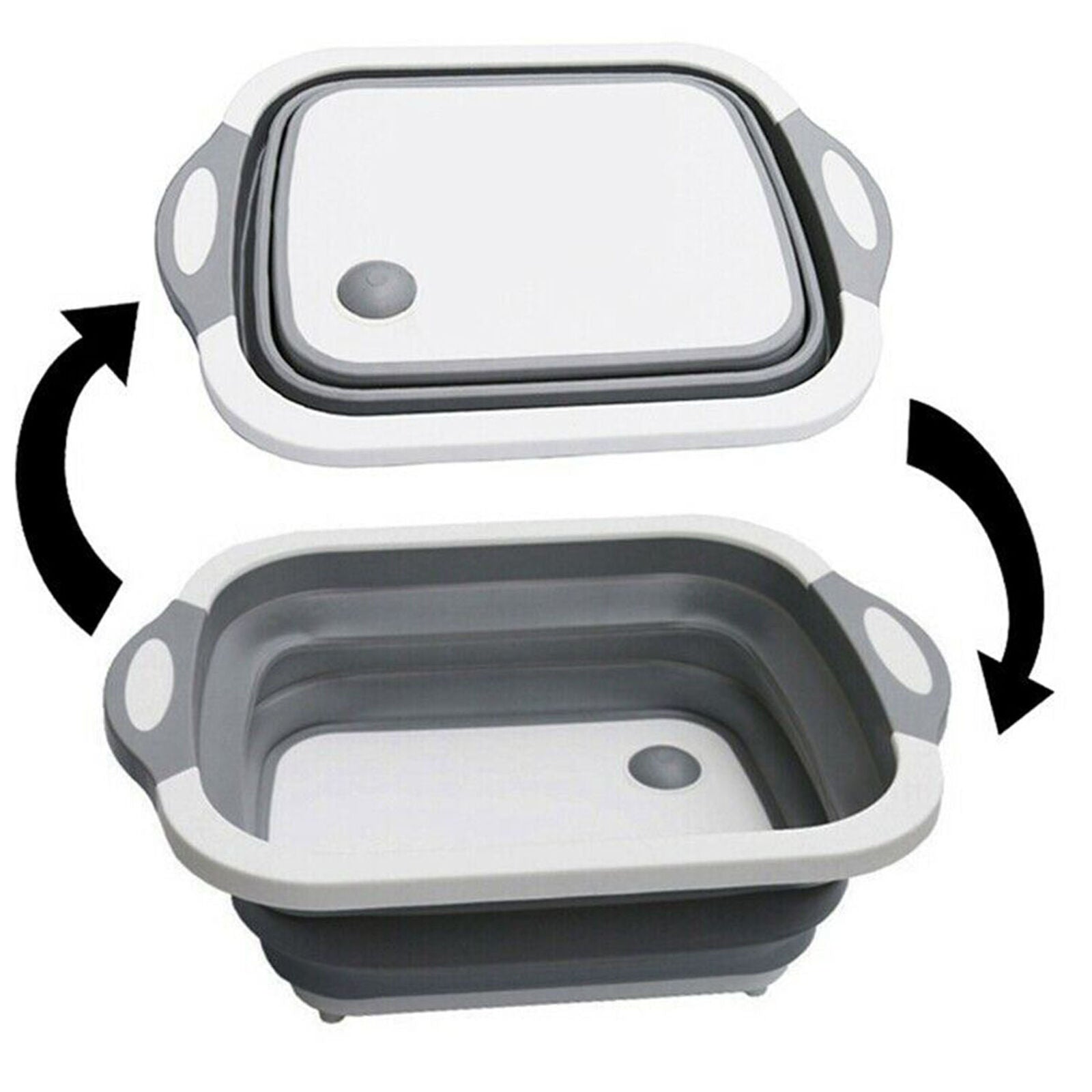 4 IN 1 Multi Folding Cutting Board Basket Collapsible Dish Tub Draining Plug