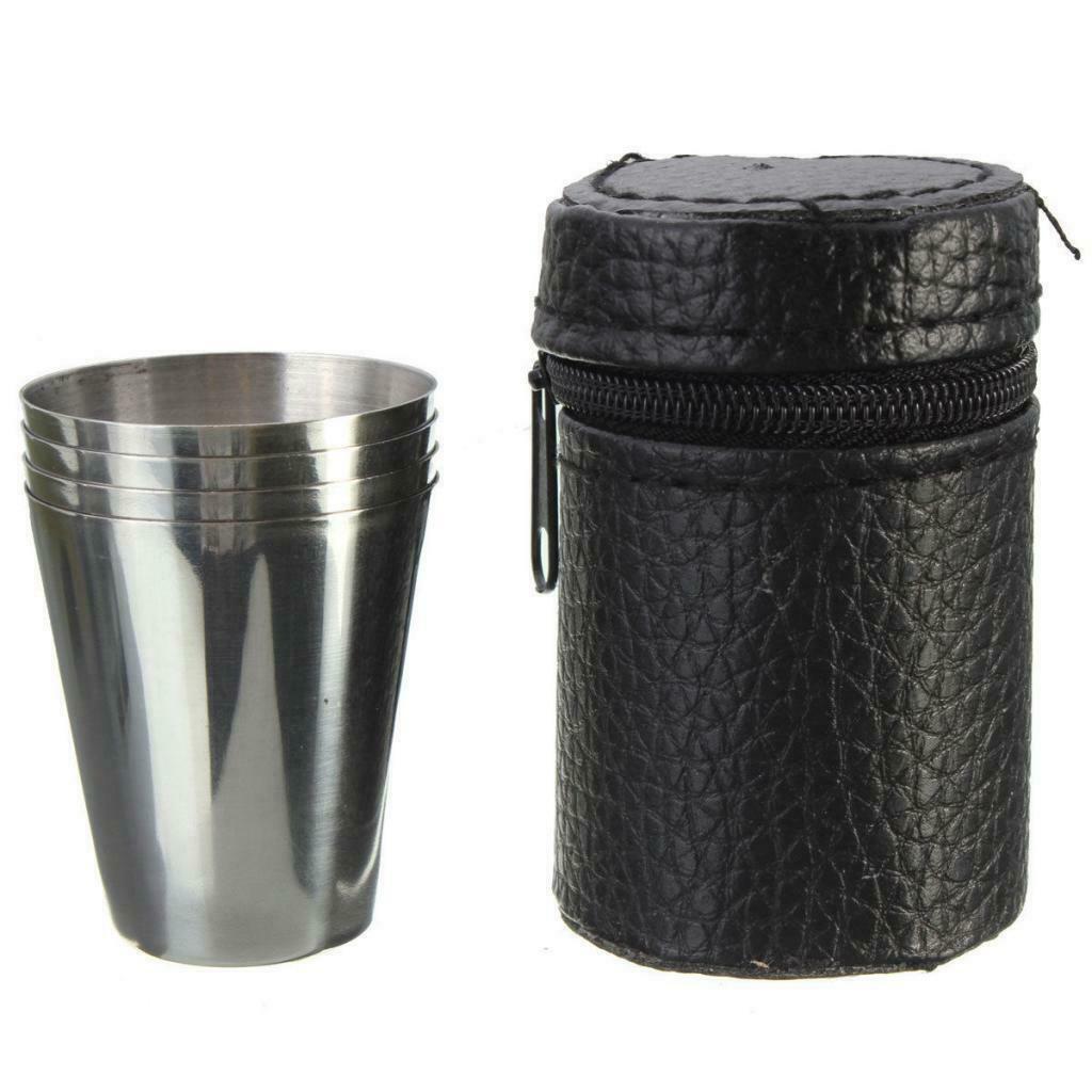 4x Wine Cup Drink Beer Tea Tumbler with Cover for Camping Travel