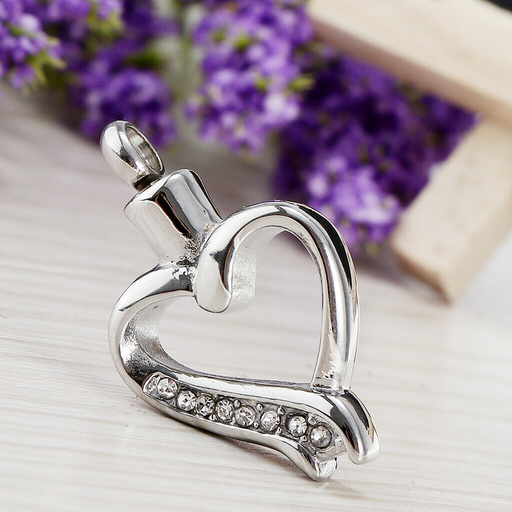 Stainless Steel Heart Frame Cremation Pendant Ash Funeral Memorial Jewellery