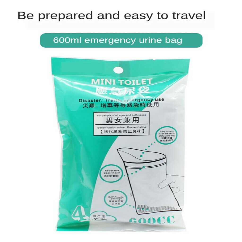 4x Disposable Urine Bags Car Emergency Travel Men Women Kid Vomit Pee Bags