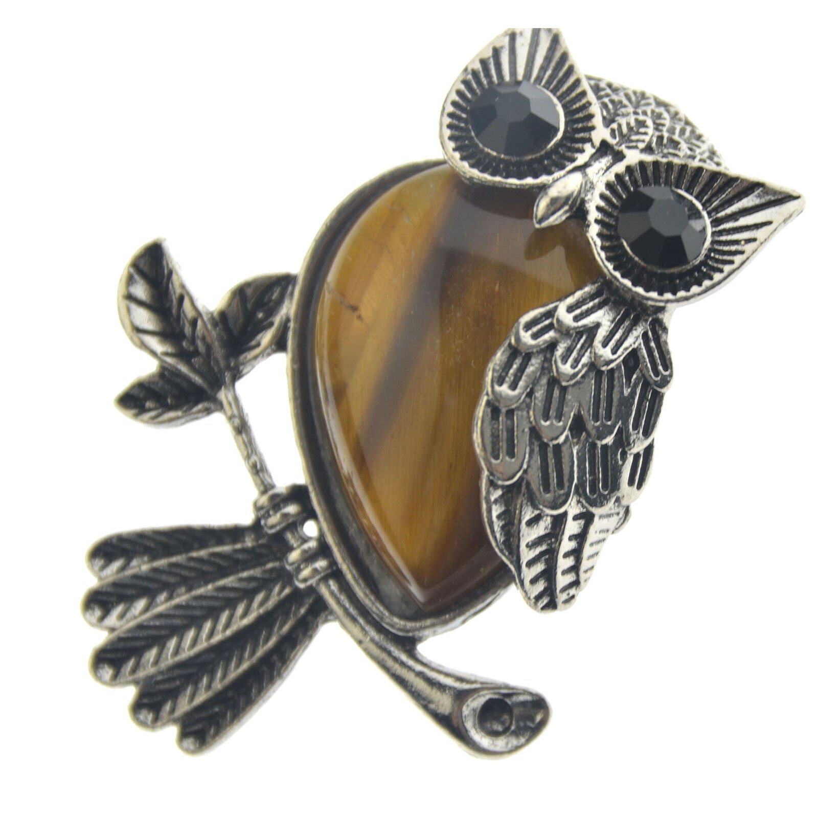 Picture Jasper stone bead Energy Reiki Healing Amulet Owl Pendant
