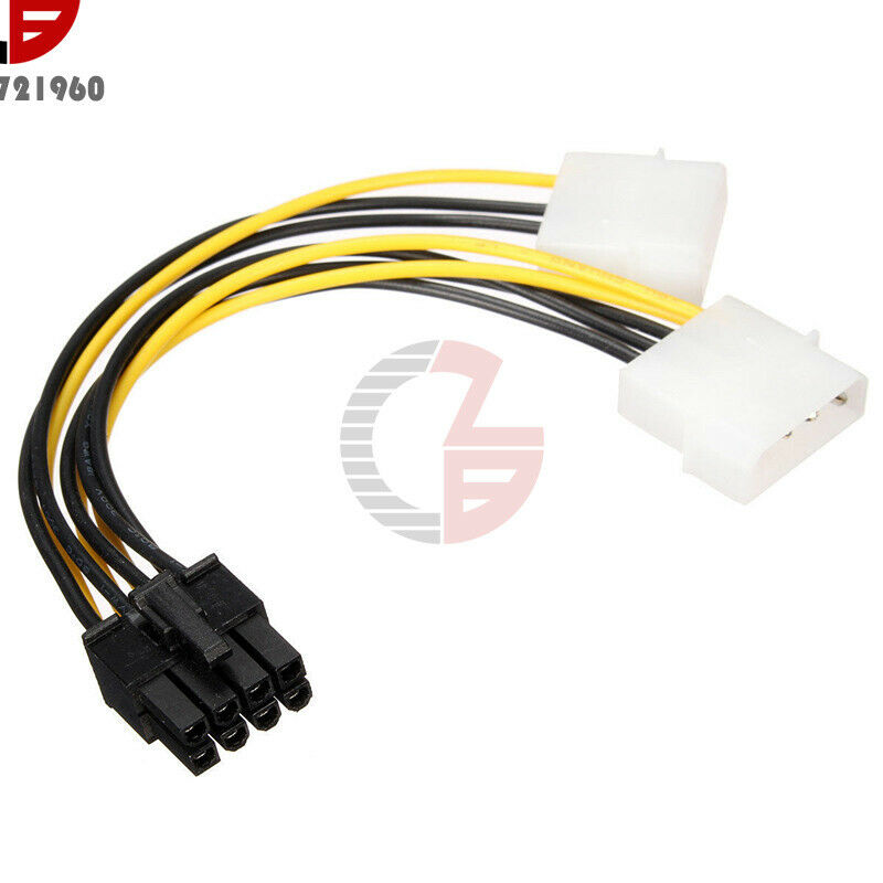Dual Molex LP4 4 Pin to 8 Pin PCI-E Express Converter Adapter Power Wire Cable
