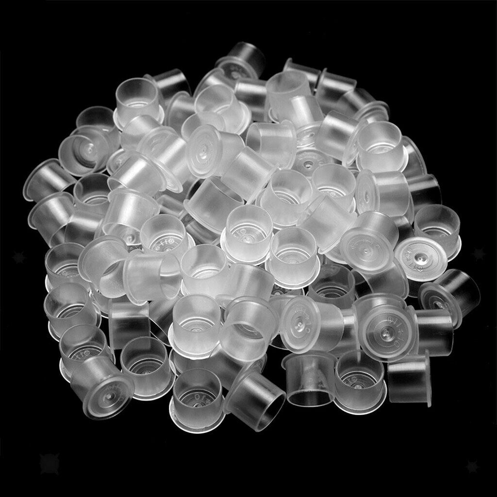 100 Pieces Disposable Clear Tattoo Microblading Ink Pigment Glue Cups 10mm