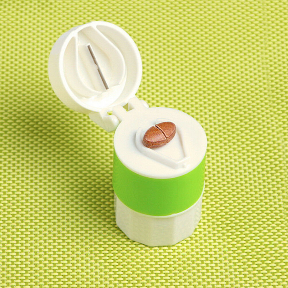 1Pc Pill Crusher Grinder Splitter Divider Cutter Storage Case Container Bo.l8