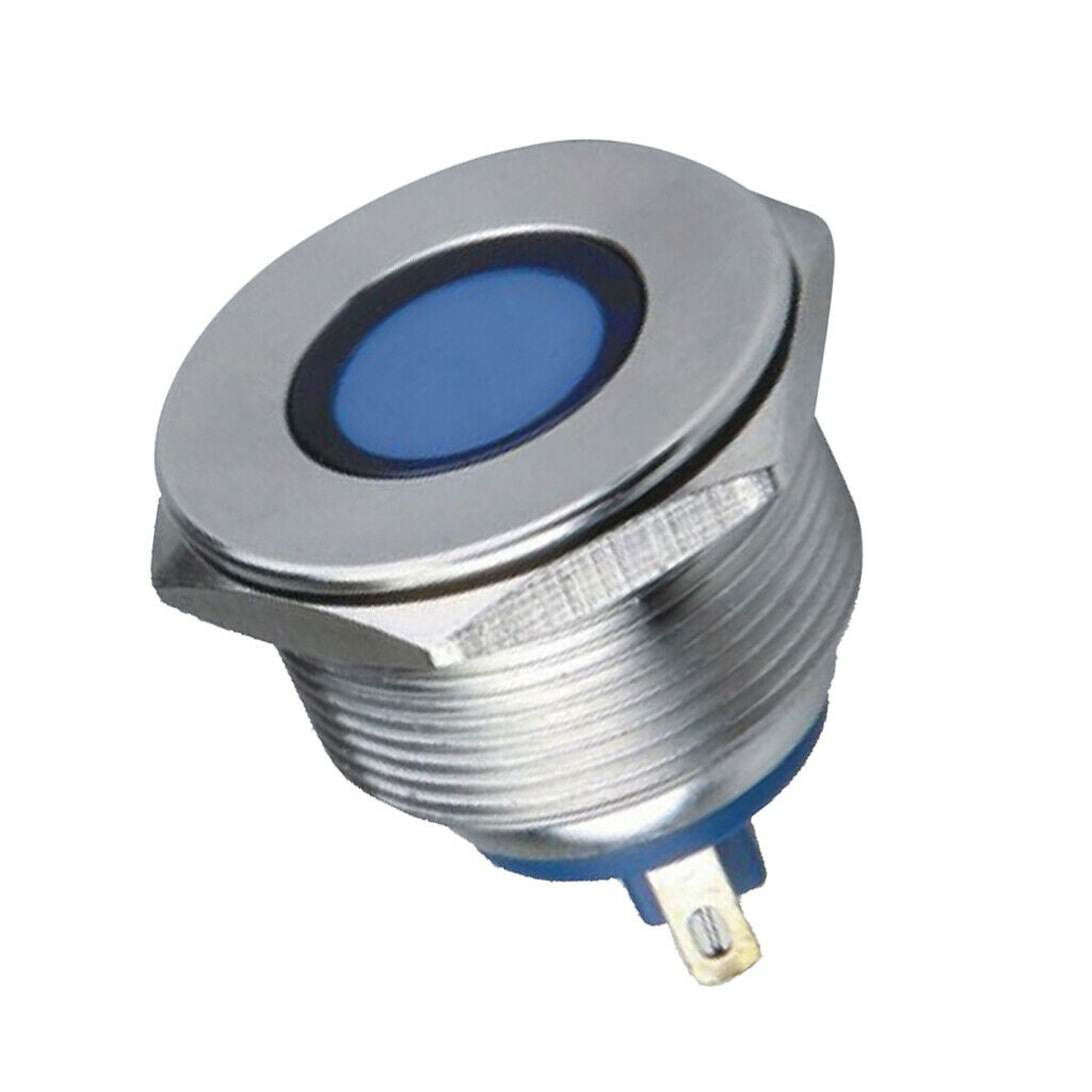 22mm 12V Waterproof Metal Signal Indicator Light Pilot Lamp IP67 Flat Head