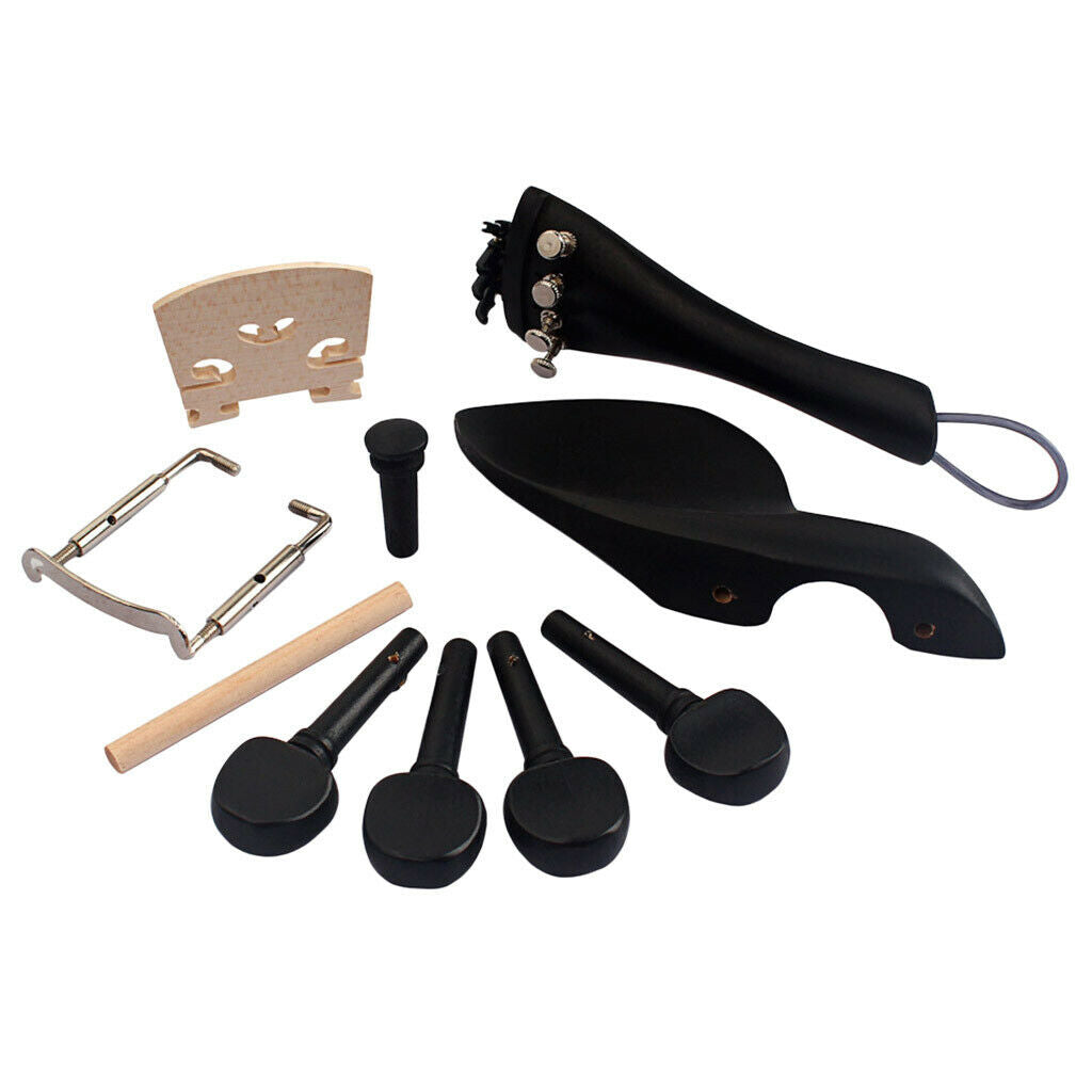 Bridge + Tuning Pegs + Endpin + Chinrest + Tailpiece + Accessory Clamp for 4/4
