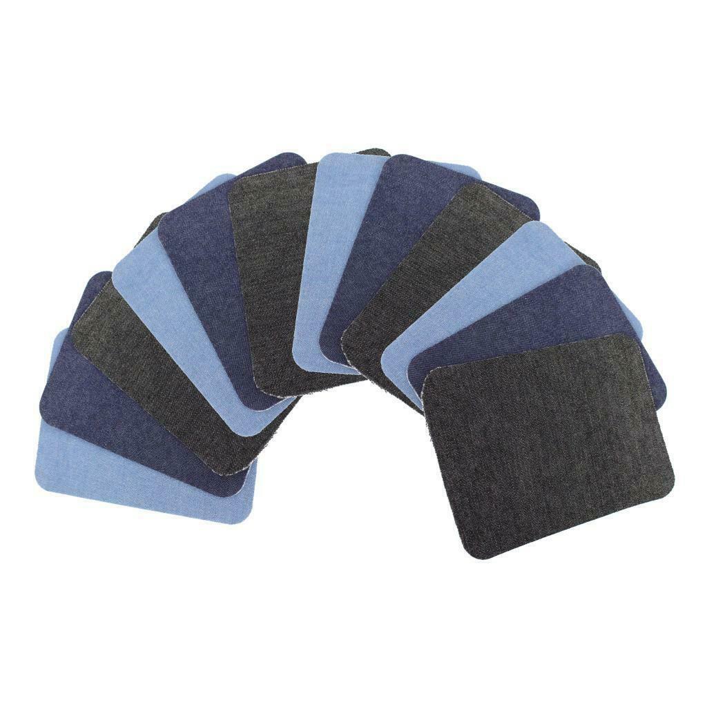 12Pcs Denim Sewing Patches Elbow No-Sew DIY Iron On Jeans Pants Decors