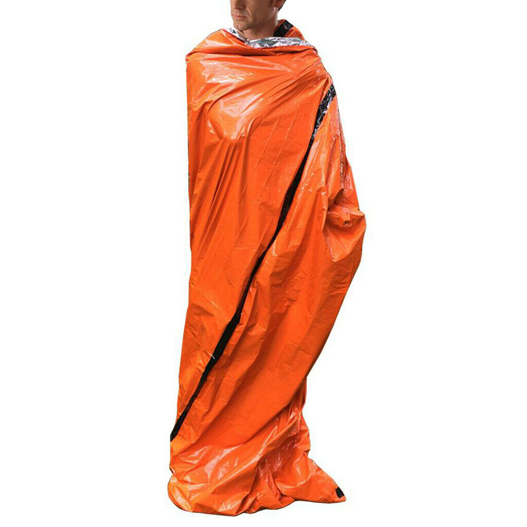Mylar Thermal Sleeping Bag Portable Orange Blanket Tent