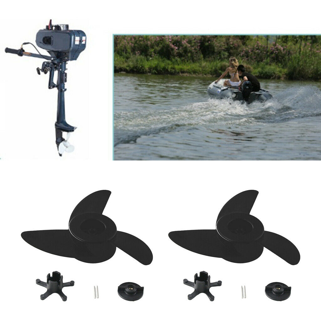 2Pcs 3-Blade Propeller Black Motor Prop Solid Weedless Outboard Replacement