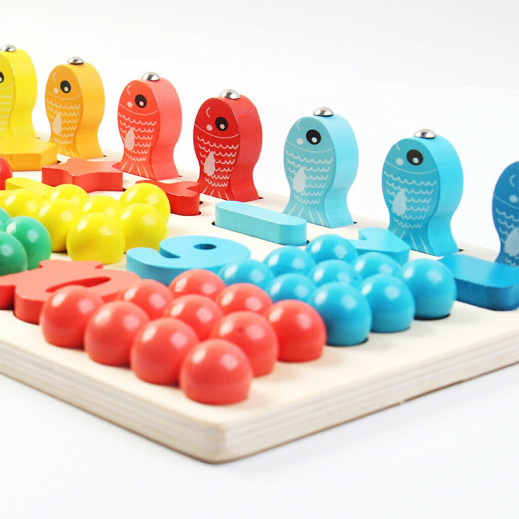Montessori Wooden Toys For Kids Board Math Fishing Numbers Counting Sorting