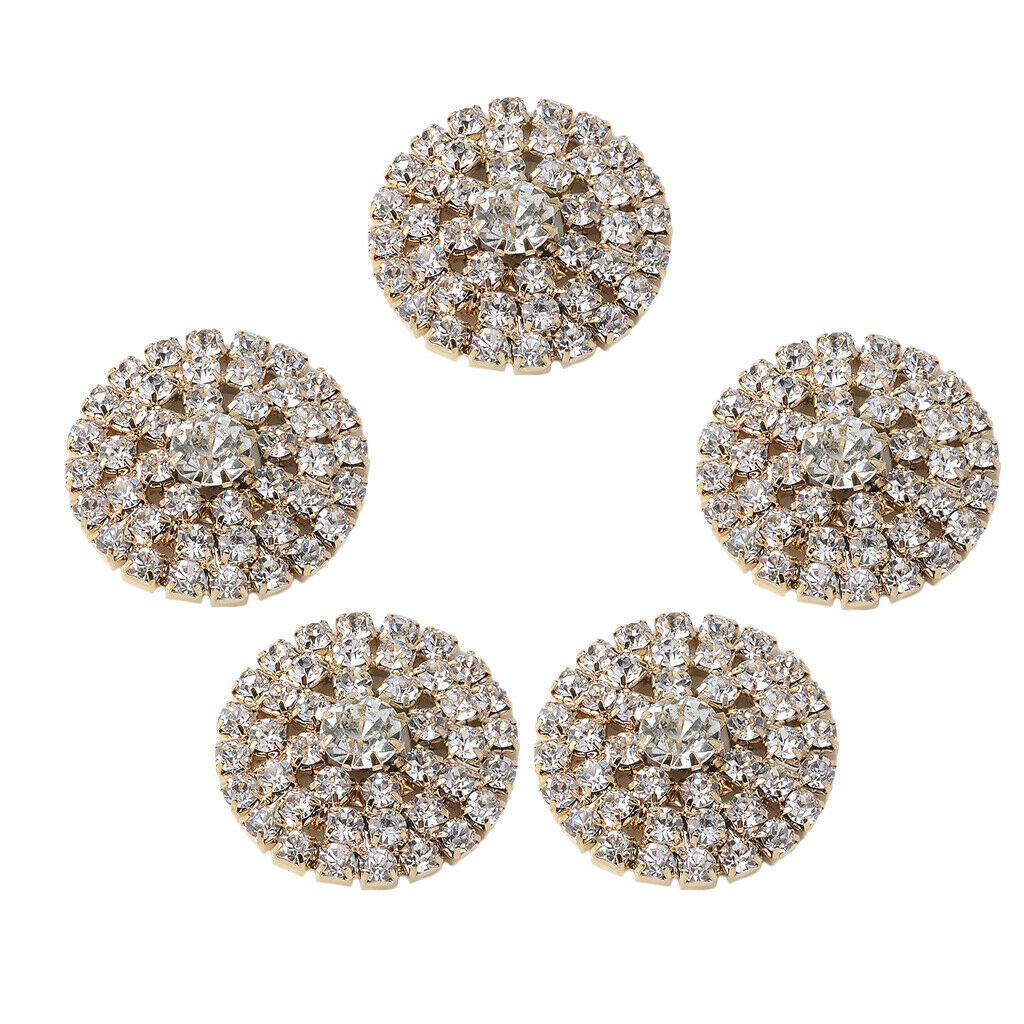 5pcs   Round   Alloy   Rhinestone   Crystal   Flatback   Craft   Buttons