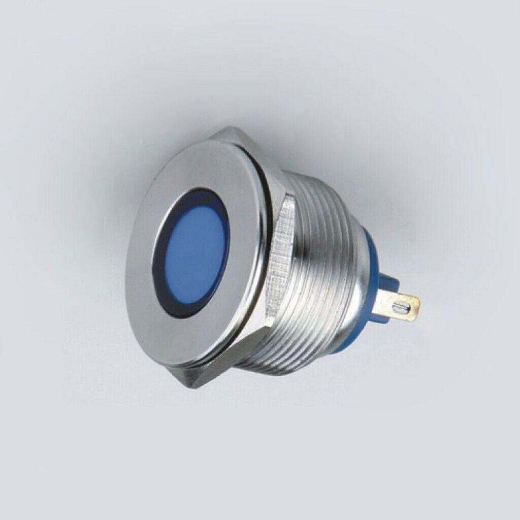 22mm 12V Waterproof Metal Signal Indicator Light Pilot Lamp IP67 Flat Head