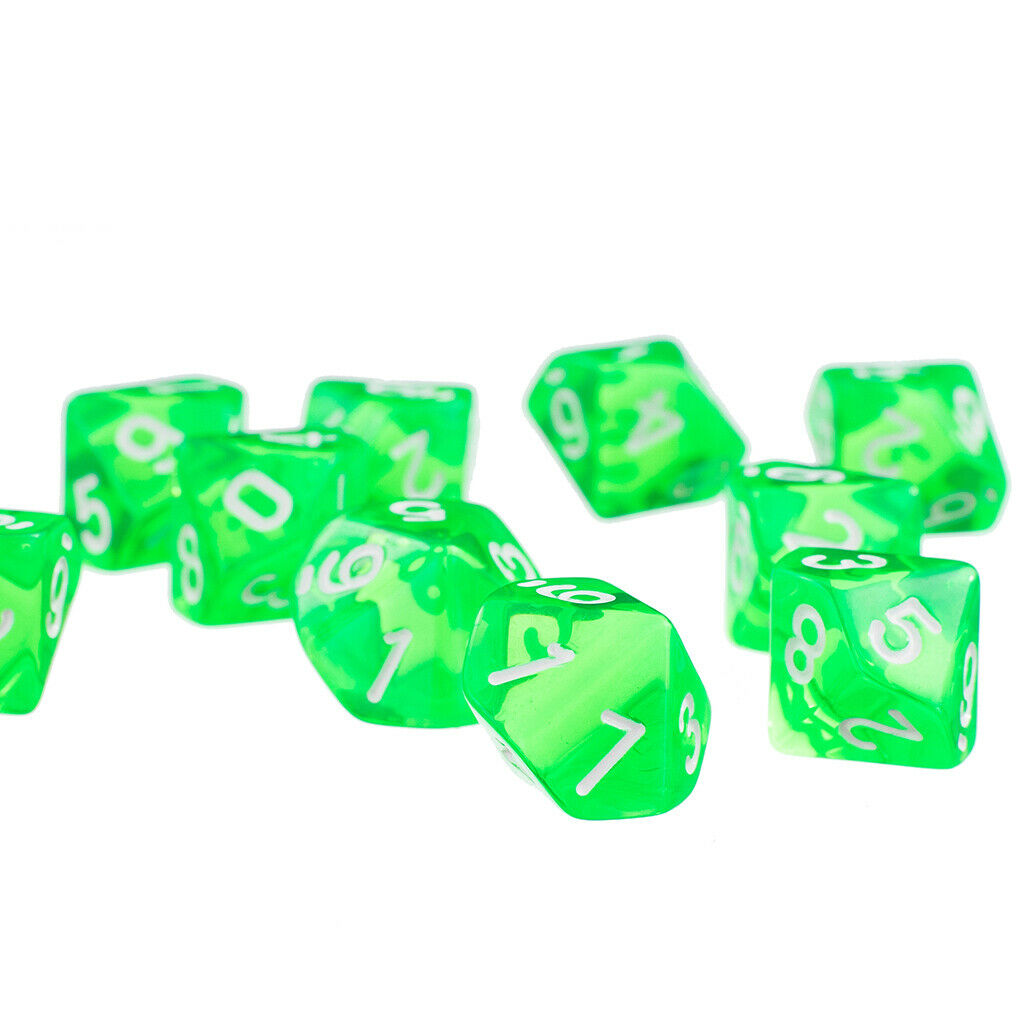 20pcs/set Green + Orange Ten Sided Game Dice Die for DnD D&D RPG Accessories