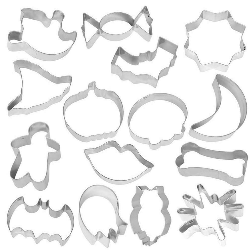 15Pcs Halloween Cookie Cutters Stainless Steel Cookie Mold Set Baking Tools