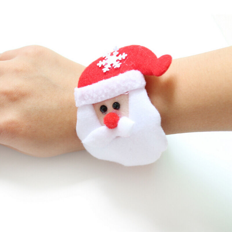 1pc New Christmas Santa Claus Snowman Dog Bear Plush Slap Bracelet Gif.l8