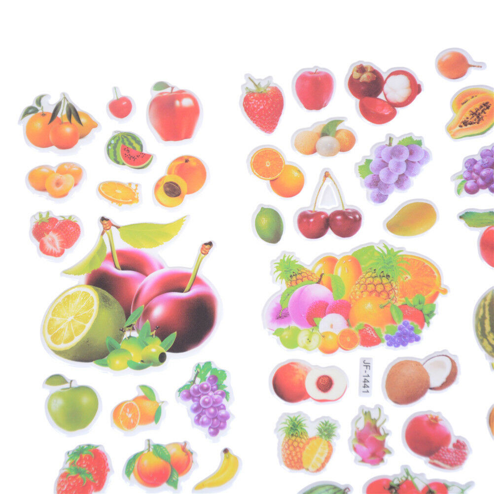 6Sheet Fruit Green Banana Grapes Scrapbooking Bubble Stickers Reward Kid T.l8
