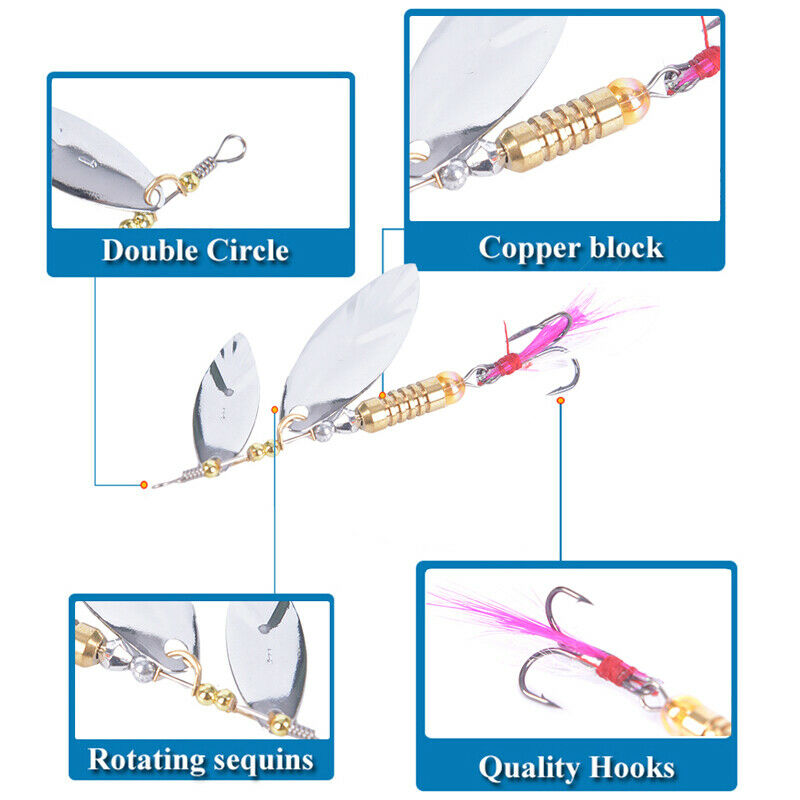 Metal Sliver Rotating Sequins Spoon Lure Spinner Fishing Hard Bait With F.l8